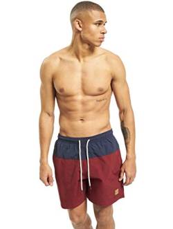 Urban Classics Herren Badehose Block Swim Shorts, NVY/Burgundy, XL von Urban Classics