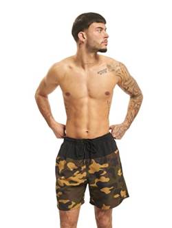 Urban Classics Herren Badehose Block Swim Shorts, blk/woodcamo, L von Urban Classics