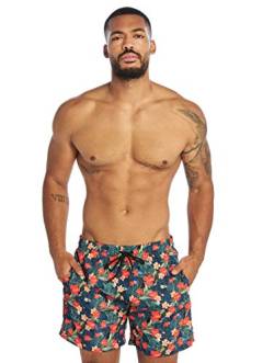 Urban Classics Herren Badehose Pattern Swim Shorts Mehrfarbig (Blk/Tropical 02061) Large (Herstellergröße: L) von Urban Classics