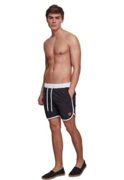 Urban Classics Herren Badehose Retro Swimshorts, Retro Badehose für Männer, mit Kordelzug, blk/wht, 3XL von Urban Classics