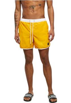 Urban Classics Herren Badehose Retro Swimshorts, Retro Badehose für Männer, mit Kordelzug, white/magicmango, XL von Urban Classics