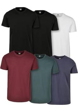 Urban Classics Men's TB2684C-Basic Tee 6-Pack T-Shirt, blk/blk/wht/rdwn/bttlgrn/NVY, L von Urban Classics