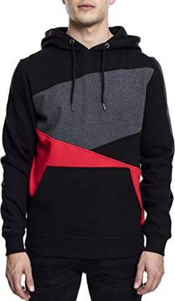 Urban Classics Herren Bekleidung Zig Zag Hoody Kapuzenpullover, Black/Red/Charcoal, 3XL von Urban Classics