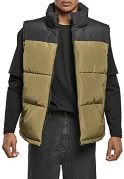 Urban Classics Herren TB4476-Block Puffer Vest Jacke, Black/tiniolive, S von Urban Classics
