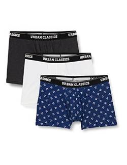 Urban Classics Herren TB3979-Boxer Shorts 3-Pack Boxershorts, Anchor AOP+wht+cha, S (3er Pack) von Urban Classics