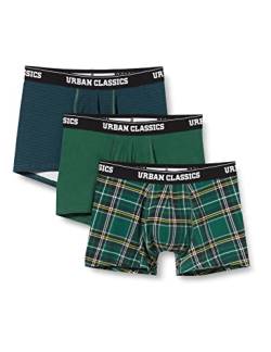 Urban Classics Herren Boxer Shorts 3-Pack Boxershorts, dgrn plaidaop+btlgrn/dblu+dgrn, S von Urban Classics