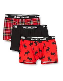 Urban Classics Herren Boxer Shorts 3-Pack Boxershorts, red Plaid AOP+Moose AOP+blk, M von Urban Classics