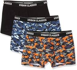 Urban Classics Herren Boxer Shorts 3-Pack Unterhosen Unterwäsche, Blue camo/orange camo/Black, M von Urban Classics