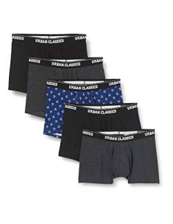 Urban Classics Herren Boxer Shorts 5-Pack Boxershorts, Anchor AOP+blk+blk+cha+cha, S (5er Pack) von Urban Classics