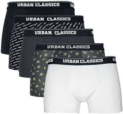 Urban Classics Herren Boxer Shorts 5-Pack Boxershorts, ban.AOP+Brand.AOP+cha+blk+wht, L (5er Pack) von Urban Classics