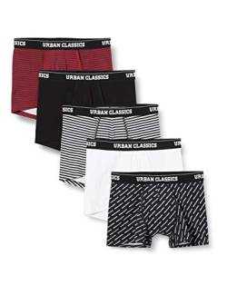 Urban Classics Herren Boxer Shorts 5-Pack Boxershorts, bur/dkblu+wht/blk+wht+AOP+blk, L (5er Pack) von Urban Classics