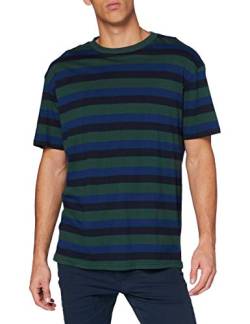 Urban Classics Herren College Stripe Tee T-Shirt, Bottlegreen/midnightnavy, M von Urban Classics