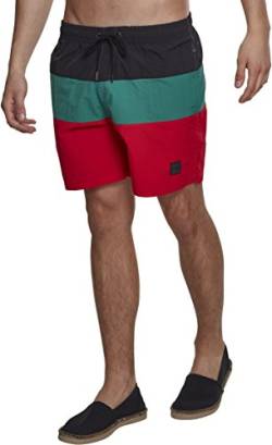 Urban Classics Herren Color Block Swimshorts Schwimmshirt, Mehrfarbig (Firered/Black/Green 01318), M EU von Urban Classics