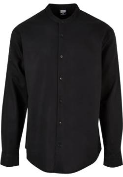 Urban Classics Herren Cotton Linen Stand Up Collar Shirt Hemd, Black, XL von Urban Classics