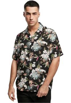 Urban Classics Herren Hemd Viscose AOP Resort Shirt, lässiges Hemd für Männer, mit floralem Print, blacktropical, 5XL von Urban Classics