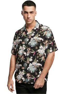 Urban Classics Herren Hemd Viscose AOP Resort Shirt, lässiges Hemd für Männer, mit floralem Print, blacktropical, XL von Urban Classics