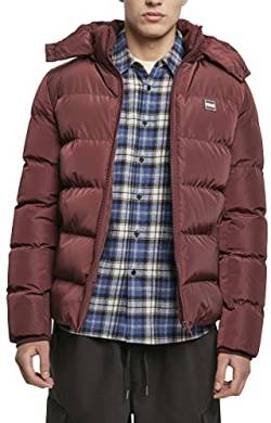 Urban Classics Herren Hooded Puffer Jacket with Quilted Interior Jacke, Cherry, M von Urban Classics