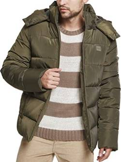 Urban Classics Herren Hooded Puffer Jacket with Quilted Interior Jacke, Dark Olive, M von Urban Classics