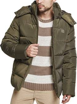 Urban Classics Herren Hooded Puffer Jacket with Quilted Interior Jacke, Dark Olive, S von Urban Classics