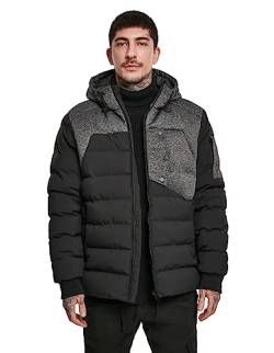 Urban Classics Herren Hooded Tech Bubble Jacket Jacke, Schwarz (Blk/Gry 00029), Large (Herstellergröße: L) von Urban Classics