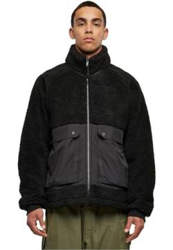 Urban Classics Herren TB6329-Short Raglan Sherpa Jacket Jacke, Black/Black, L von Urban Classics