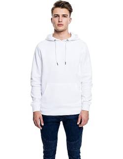 Urban Classics Herren Kapuzenpullover Basic Sweat Hoodie, einfarbiger Kapuzensweater mit Känguru Tasche, Kapuze verstellbar - Farbe white, Größe L von Urban Classics