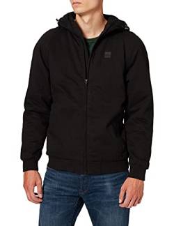 Urban Classics Herren Kurzjacke Hooded Cotton Zip Jacket, Jacke für Herbst und Winter mit Kapuze, warm gefüttert - Farbe black, Größe S von Urban Classics