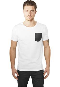 Urban Classics Herren TB970-Synthetic Leather Pocket Tee T-Shirt, Mehrfarbig (Wht/Blk 00224), M von Urban Classics