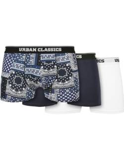 Urban Classics Herren Organic Boxer Shorts 3-Pack Boxershorts, Bandana Navy+Navy+White, S von Urban Classics