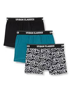 Urban Classics Herren Organic Boxer Shorts 3-Pack Unterwäsche, Detail AOP/Black/Jasper, XXL von Urban Classics