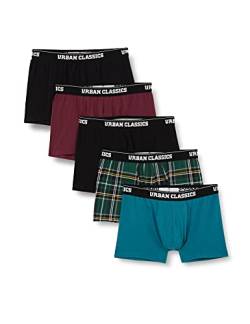 Urban Classics Herren TB4417-Organic Boxer Shorts 5-Pack Boxershorts, plaidaop+Jasper+Cherry+blk+blk, 3XL von Urban Classics