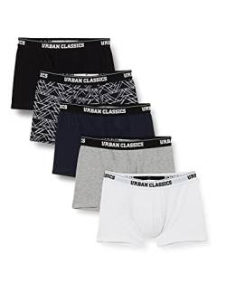 Urban Classics Herren Organic Boxer Shorts 5-Pack Boxershorts, tron AOP+White+Grey+Navy+Black, L von Urban Classics