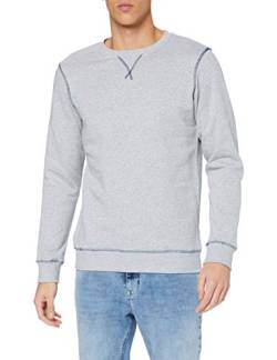 Urban Classics Herren Organic Contrast Flatlock Stitched Crew Kapuzenpullover, Grey/Dark Blue, L von Urban Classics