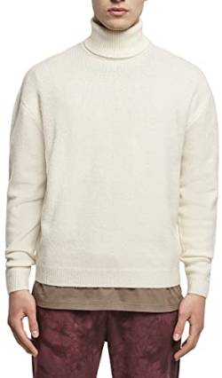 Urban Classics Herren TB4496-Oversized Roll Neck Sweater Sweatshirt, whitesand, XXL von Urban Classics