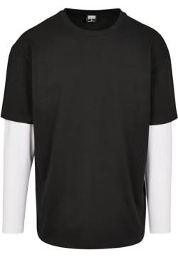 Urban Classics Herren TB2887-Oversized Shaped Double Layer LS Tee T-Shirt, Black/White, XXL von Urban Classics