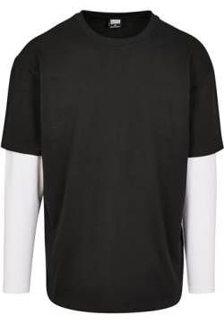 Urban Classics Herren Oversized Shaped Double Layer LS Tee T-Shirt, Mehrfarbig (Black/White 00826), Medium (Herstellergröße: M) von Urban Classics