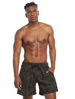 Urban Classics Herren Patroon zwemshort Shorts, Multicolour (Palm/Olive 01692), 4XL EU von Urban Classics