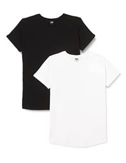 Urban Classics Herren PP1561-Pre-Pack Long Shaped Turnup Tee 2-Pack T-Shirt, Black+White, M von Urban Classics