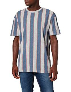 Urban Classics Herren TB3696-Printed Oversized Bold Stripe Tee T-Shirt, vintageblue, M von Urban Classics