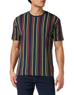 Urban Classics Herren Printed Oversized Retro Stripe Tee T-Shirt, midnightnavy/burnedred, M von Urban Classics