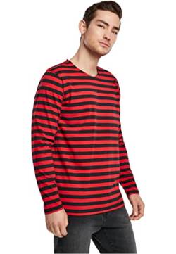 Urban Classics Herren Regular Stripe LS T-Shirt, firered/blk, M von Urban Classics