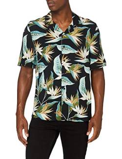 Urban Classics Herren Resort Hawaii-Hemd T-Shirt, Black/Blossom, L von Urban Classics