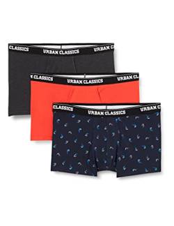 Urban Classics Herren Shorts 3-Pack Boxershorts, Bird AOP+ Boxer orange + cha, 3XL (3er Pack) von Urban Classics