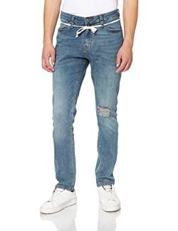 Urban Classics Herren Slim Fit Drawstring Jeans Hose, mid Heavy Destroyed Washed, 32/34 von Urban Classics