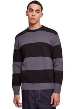 Urban Classics Herren TB6342-Heavy Oversized Striped Sweatshirt, Black/darkshadow, L von Urban Classics