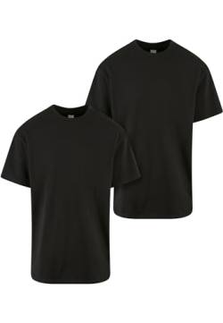 Urban Classics Herren T-Shirt Heavy Oversized Tee 2-Pack, 2er Pack Oversized T-Shirt für Männer, aus Jerseystoff, black+black, 4XL von Urban Classics