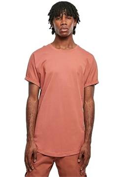 Urban Classics Herren T-Shirt Long Shaped Turnup Tee, lässiges T-Shirt für Männer, in langem Schnitt, terracotta, 4XL von Urban Classics