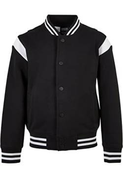Urban Classics Jungen UCK2398-Boys Inset College Sweat Jacket Jacke, Black/White, 110/116 von Urban Classics