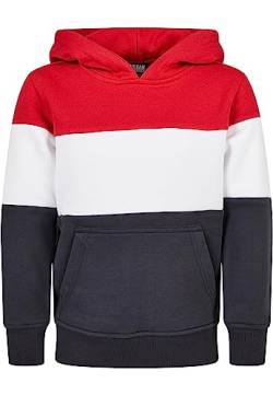 Urban Classics Jungen UCK1870-Boys 3-Tone Hoody Kapuzenpullover, fire red/White/Navy, 110/116 von Urban Classics