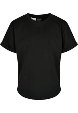 Urban Classics Jungen Boys Long Shaped Turnup Tee T-Shirt, Black, 122/128 von Urban Classics